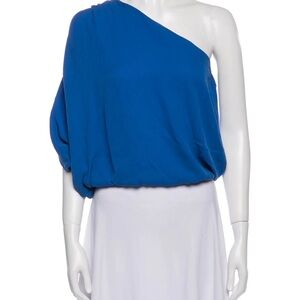 Alice + Olivia Blue One-Shoulder Blouse